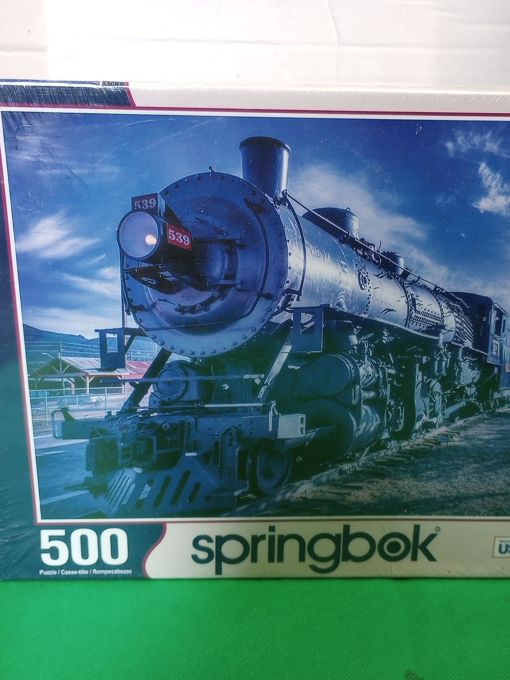 Springbok 500-Piece Grand Canyon Express Train Puzzle - Blue Steam Locomotive
